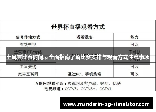 土耳其比赛时间表全面指南了解比赛安排与观看方式注意事项